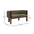 Causeuse moderne en bouclette, assise 2 places, frêne clair/noyer