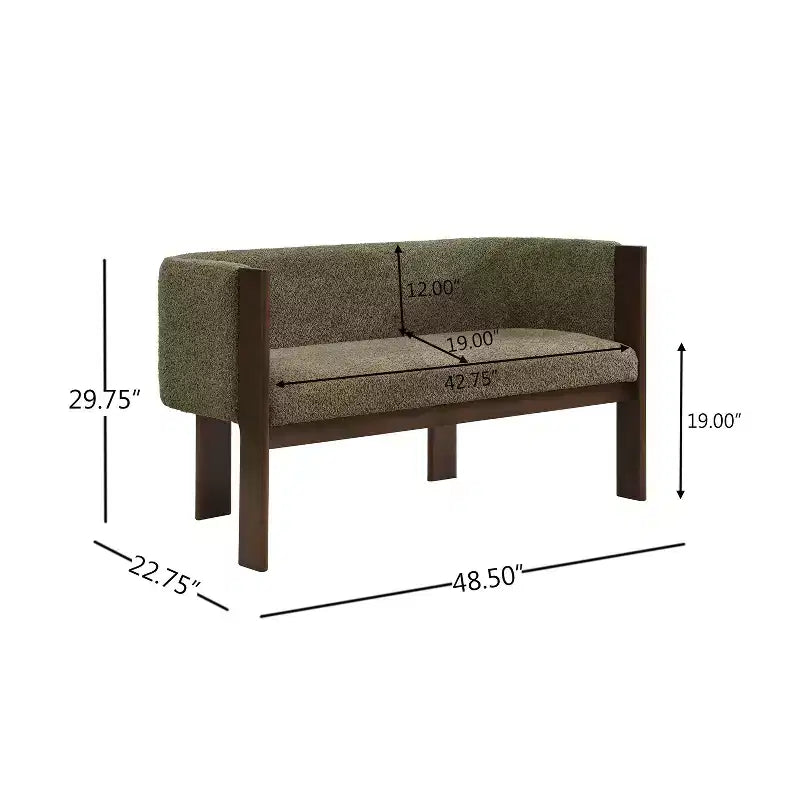 Causeuse moderne en bouclette, assise 2 places, frêne clair/noyer