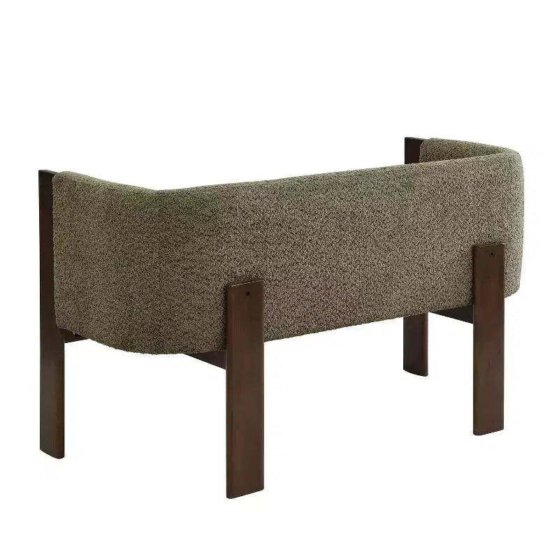 Causeuse moderne en bouclette, assise 2 places, frêne clair/noyer