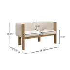 Causeuse moderne en bouclette, assise 2 places, frêne clair/noyer