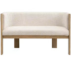 Causeuse moderne en bouclette, assise 2 places, frêne clair/noyer