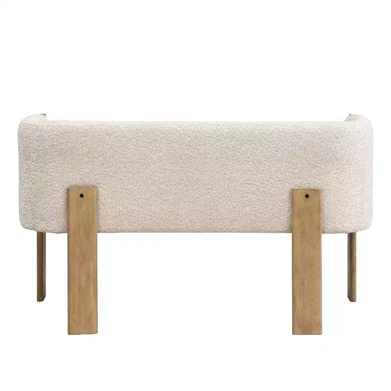 Causeuse moderne en bouclette, assise 2 places, frêne clair/noyer