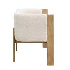 Causeuse moderne en bouclette, assise 2 places, frêne clair/noyer