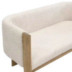 Causeuse moderne en bouclette, assise 2 places, frêne clair/noyer
