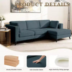 Canapé d'angle en L, 3 pièces, 4 places (beige / bleu / vert / kaki)
