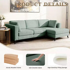 Canapé d'angle en L, 3 pièces, 4 places (beige / bleu / vert / kaki)