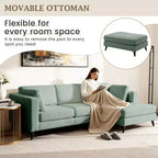 Canapé d'angle en L, 3 pièces, 4 places (beige / bleu / vert / kaki)
