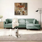 Canapé d'angle en L, 3 pièces, 4 places (beige / bleu / vert / kaki)