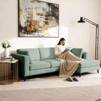 Canapé d'angle en L, 3 pièces, 4 places (beige / bleu / vert / kaki)