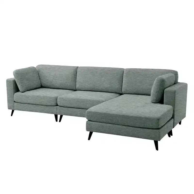 Canapé d'angle en L, 3 pièces, 4 places (beige / bleu / vert / kaki)