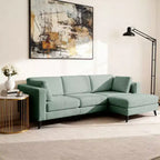 Canapé d'angle en L, 3 pièces, 4 places (beige / bleu / vert / kaki)