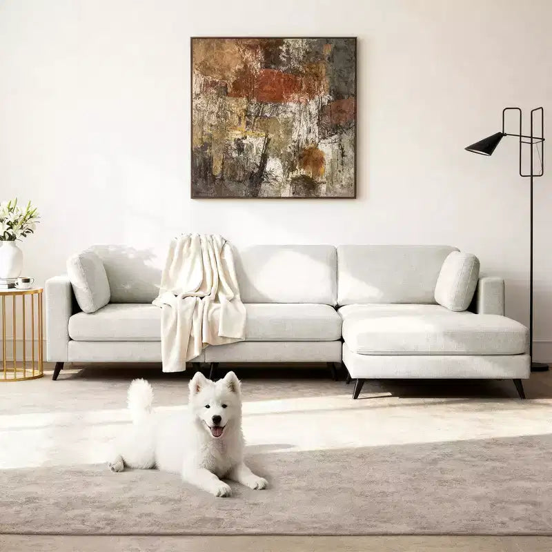 Canapé d'angle en L, 3 pièces, 4 places (beige / bleu / vert / kaki)