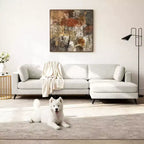 Canapé d'angle en L, 3 pièces, 4 places (beige / bleu / vert / kaki)