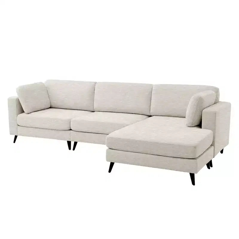Canapé d'angle en L, 3 pièces, 4 places (beige / bleu / vert / kaki)