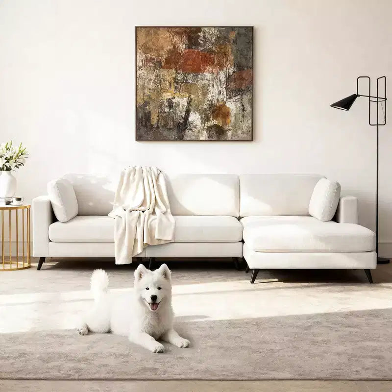 Canapé d'angle en L, 3 pièces, 4 places (beige / bleu / vert / kaki)