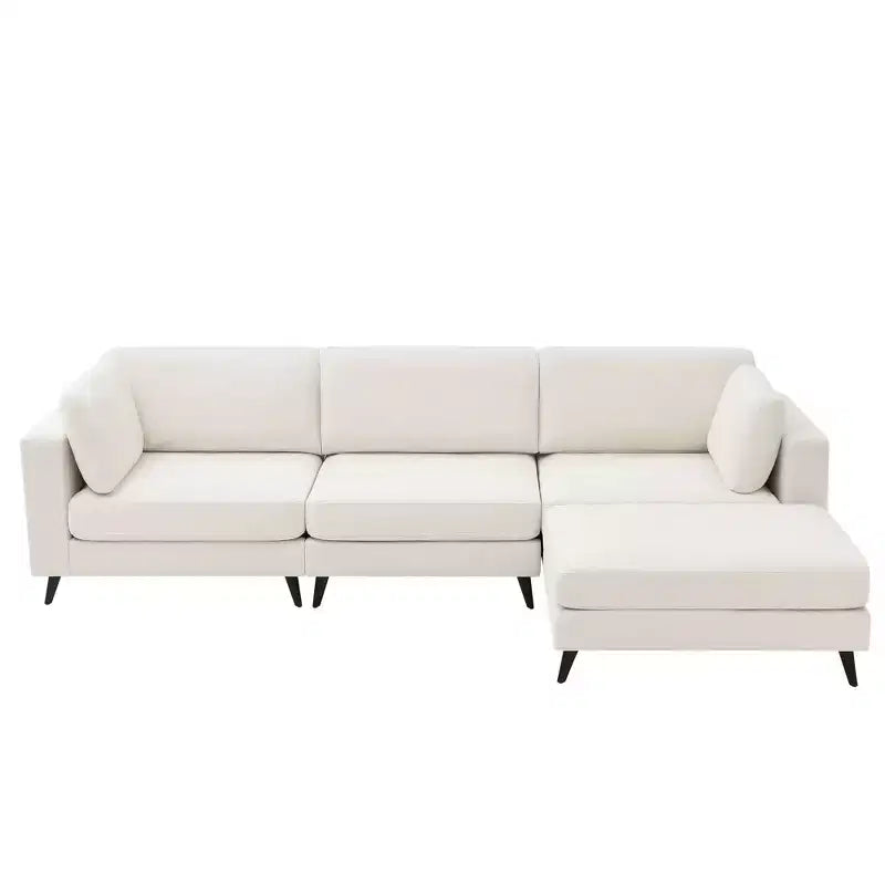 Canapé d'angle en L, 3 pièces, 4 places (beige / bleu / vert / kaki)