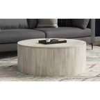 Table basse ronde en tambour pour 1 personne, bois de manguier massif, 36", noire / Briarsmoke / noyer brun / patine blanche
