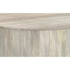 Table basse ronde en tambour pour 1 personne, bois de manguier massif, 36", noire / Briarsmoke / noyer brun / patine blanche