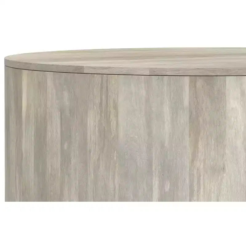 Table basse ronde en tambour pour 1 personne, bois de manguier massif, 36", noire / Briarsmoke / noyer brun / patine blanche
