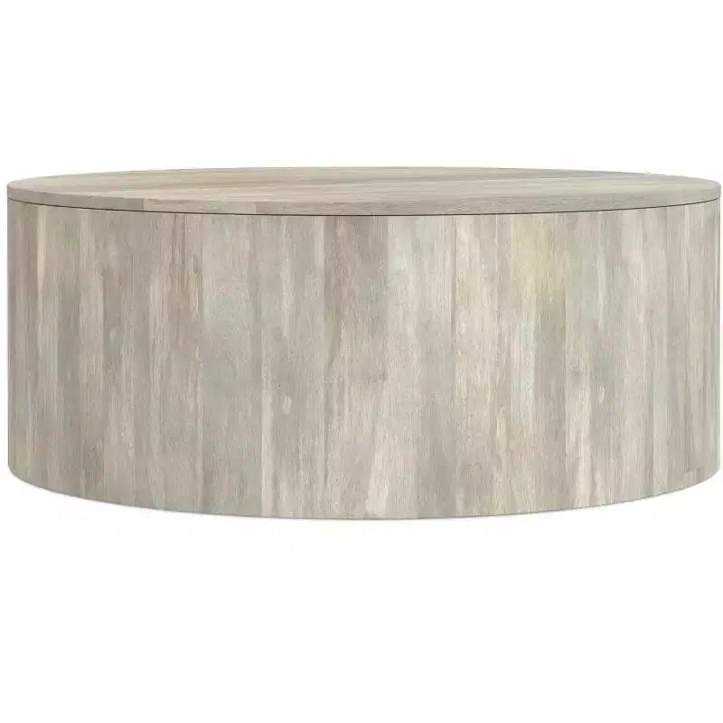 Table basse ronde en tambour pour 1 personne, bois de manguier massif, 36", noire / Briarsmoke / noyer brun / patine blanche