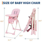 Chaise haute bébé pliante bleue / grise / rose avec plateau amovible, pour 1 enfant