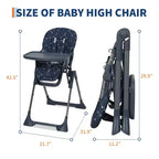 Chaise haute bébé pliante bleue / grise / rose avec plateau amovible, pour 1 enfant