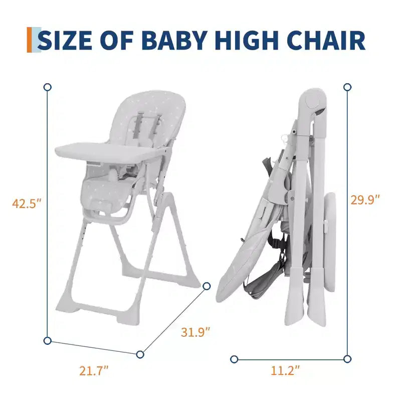 Chaise haute bébé pliante bleue / grise / rose avec plateau amovible, pour 1 enfant