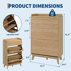 Meuble à chaussures cannelé noyer/bois – Autonome, 26 paires