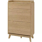 Meuble à chaussures cannelé noyer/bois – Autonome, 26 paires