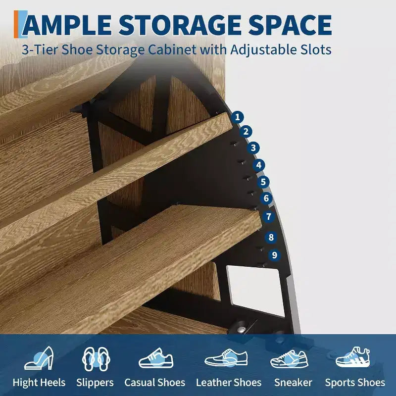 Meuble à chaussures cannelé noyer/bois – Autonome, 26 paires