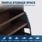 Meuble à chaussures cannelé noyer/bois – Autonome, 26 paires