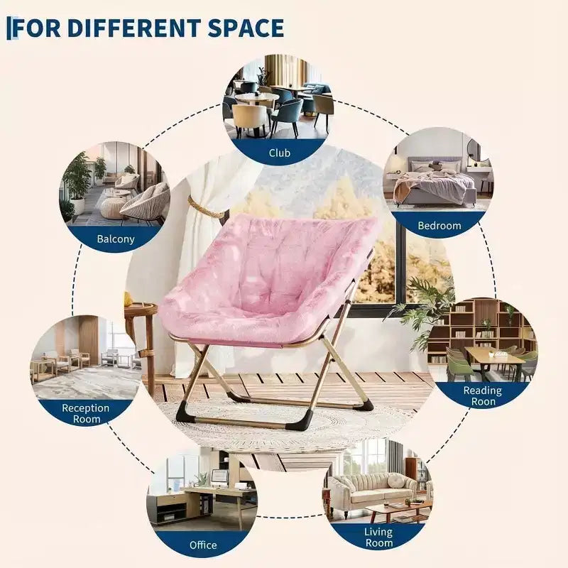 Chaise lune pliable en fausse fourrure rose, 1 place