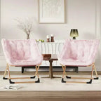 Chaise lune pliable en fausse fourrure rose, 1 place
