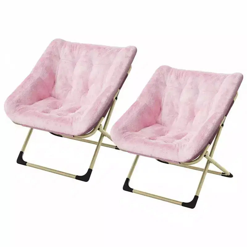 Chaise lune pliable en fausse fourrure rose, 1 place