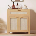 Rattan Sideboard Buffet Cabinet, Modern Farmhouses Storage Cabinet with Drawer, Narrow Coffee Bar Buffet Cabinet for Kitchen Dining Room,Living Room