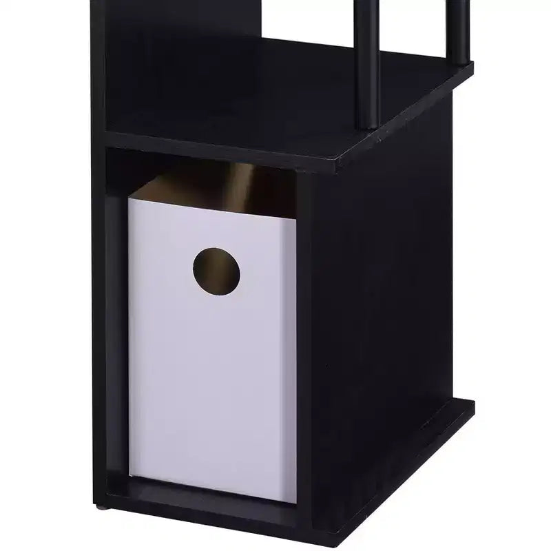 Bureau individuel en chêne vieilli / noir / marron avec tablette coulissante et rangements