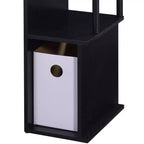 Bureau individuel en chêne vieilli / noir / marron avec tablette coulissante et rangements