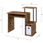 Bureau individuel en chêne vieilli / noir / marron avec tablette coulissante et rangements