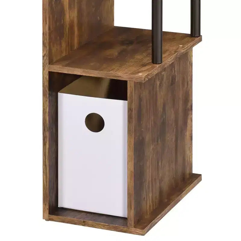 Bureau individuel en chêne vieilli / noir / marron avec tablette coulissante et rangements