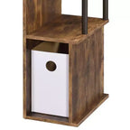 Bureau individuel en chêne vieilli / noir / marron avec tablette coulissante et rangements