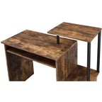 Bureau individuel en chêne vieilli / noir / marron avec tablette coulissante et rangements