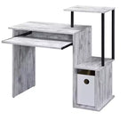 Bureau individuel en chêne vieilli / noir / marron avec tablette coulissante et rangements