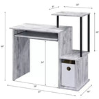Bureau individuel en chêne vieilli / noir / marron avec tablette coulissante et rangements