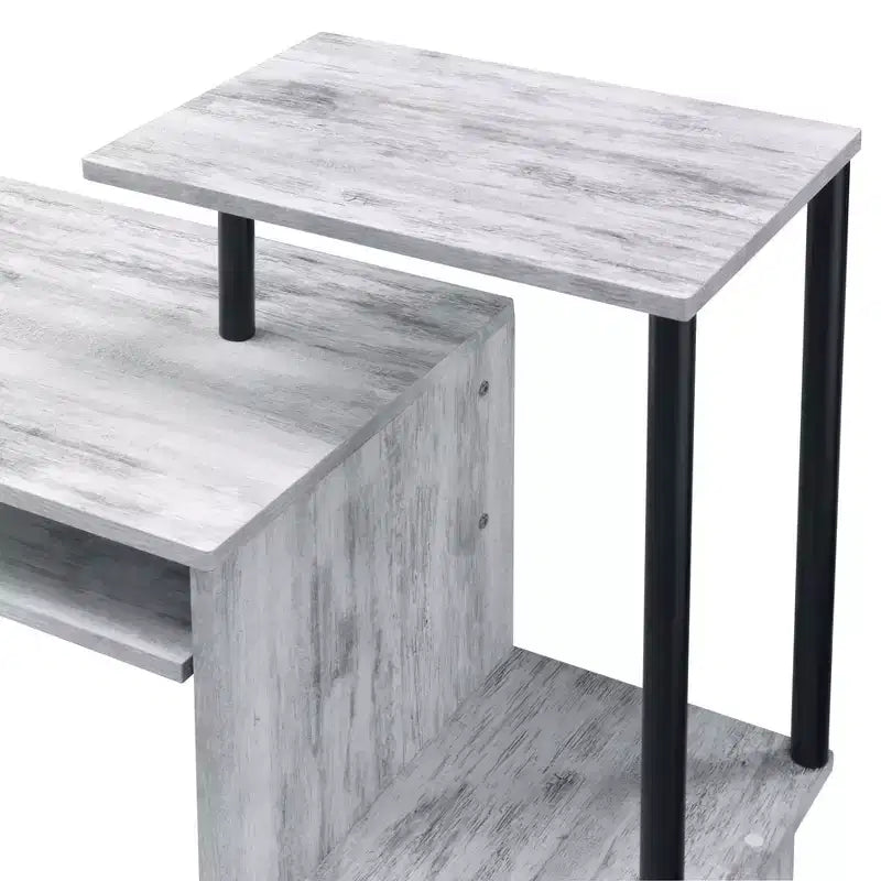 Bureau individuel en chêne vieilli / noir / marron avec tablette coulissante et rangements