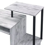 Bureau individuel en chêne vieilli / noir / marron avec tablette coulissante et rangements