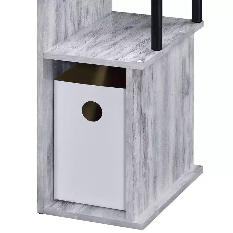 Bureau individuel en chêne vieilli / noir / marron avec tablette coulissante et rangements