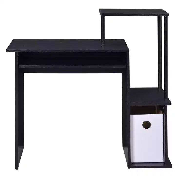 Bureau individuel en chêne vieilli / noir / marron avec tablette coulissante et rangements