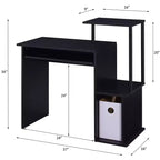 Bureau individuel en chêne vieilli / noir / marron avec tablette coulissante et rangements