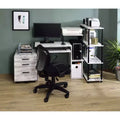 Bureau individuel en chêne vieilli / noir / marron avec tablette coulissante et rangements