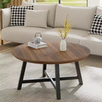 Table basse ronde noire/marron, style industriel, 1 pièce